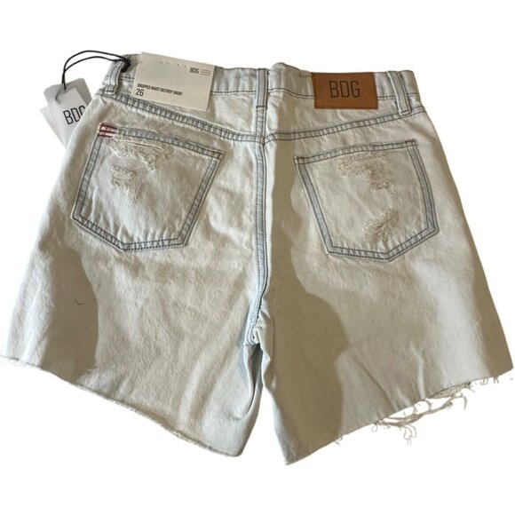 BDG Dropped Waist Destroy Light Wash Denim Shorts Size 26" Waist Urban Outfitter - Picture 4 of 9